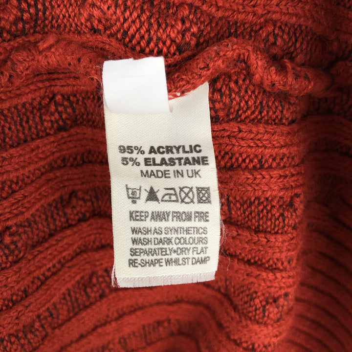 Pure and Natural Cable Knit Acrylic Knit Sweater, Made in the UK, Women's Size L acrylic red type Vintage Second Hand