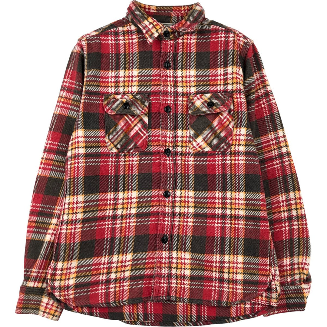 70s~80'S Five Brother Long Sleeve Flannel Check Shirt Made in USA Men's L Size Vintage cotton red type Vintage Second Hand