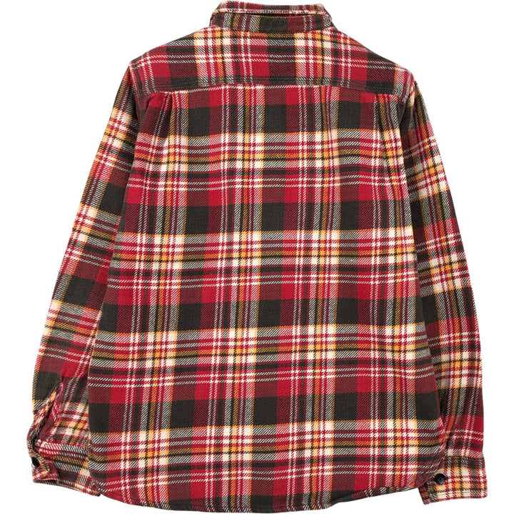 70s~80'S Five Brother Long Sleeve Flannel Check Shirt Made in USA Men's L Size Vintage cotton red type Vintage Second Hand