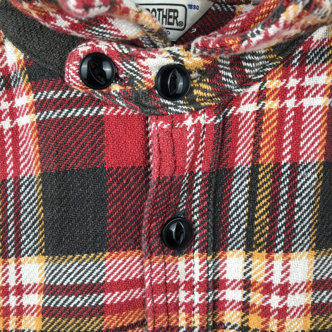 70s~80'S Five Brother Long Sleeve Flannel Check Shirt Made in USA Men's L Size Vintage cotton red type Vintage Second Hand