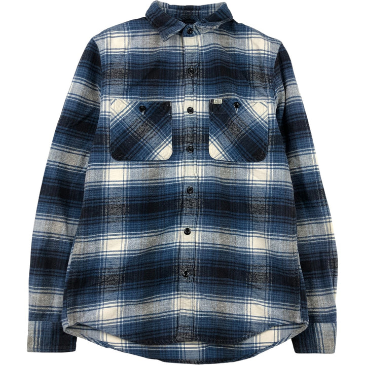 Ralph Lauren Denim & Supply Ombre Check Long Sleeve Light Flannel Shirt, Women's Size Small cotton blue type Vintage Second Hand