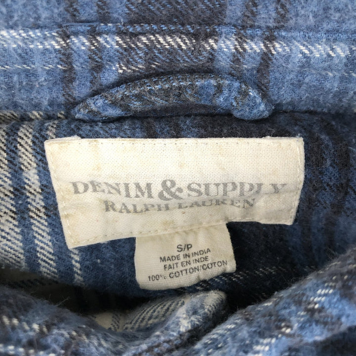 Ralph Lauren Denim & Supply Ombre Check Long Sleeve Light Flannel Shirt, Women's Size Small cotton blue type Vintage Second Hand