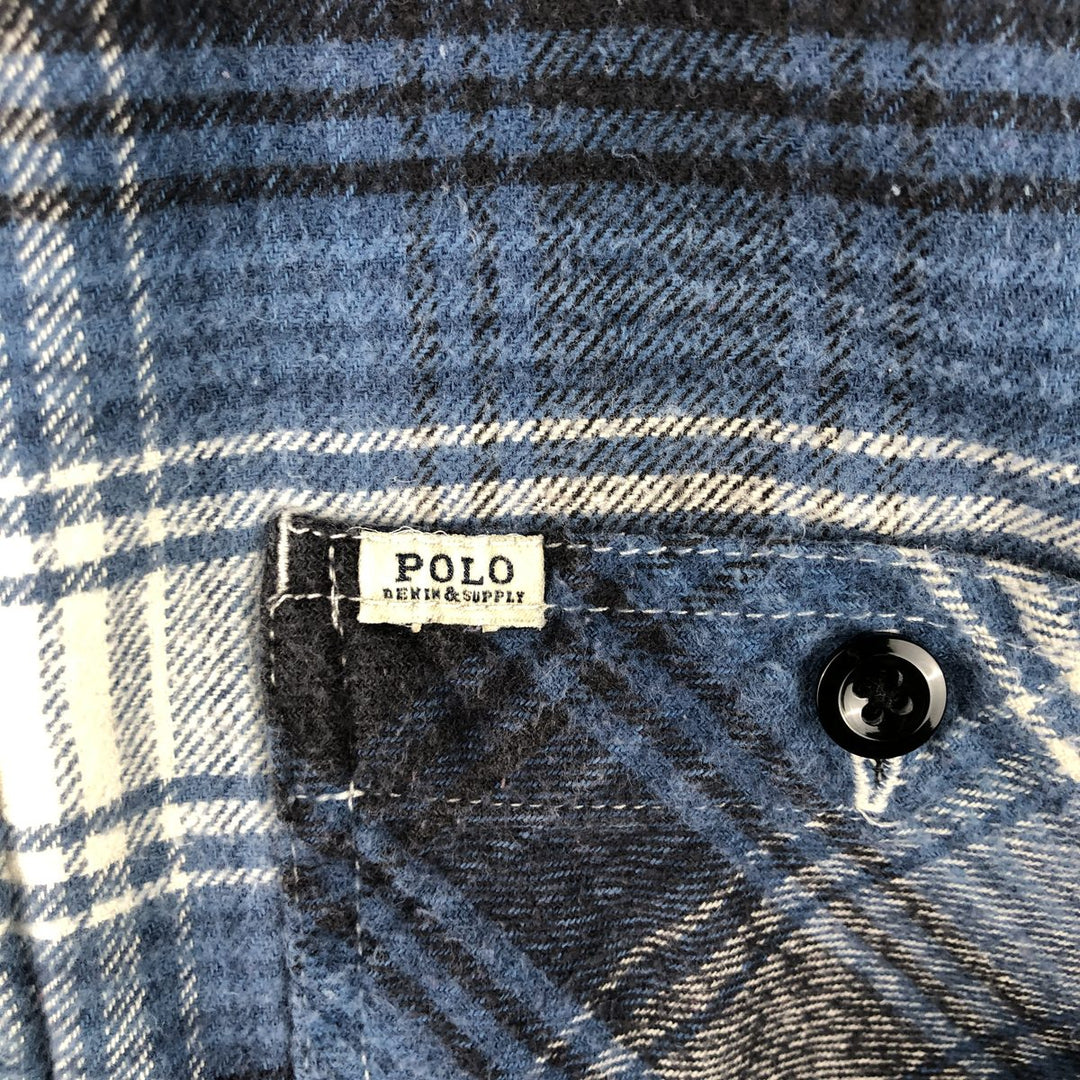 Ralph Lauren Denim & Supply Ombre Check Long Sleeve Light Flannel Shirt, Women's Size Small cotton blue type Vintage Second Hand