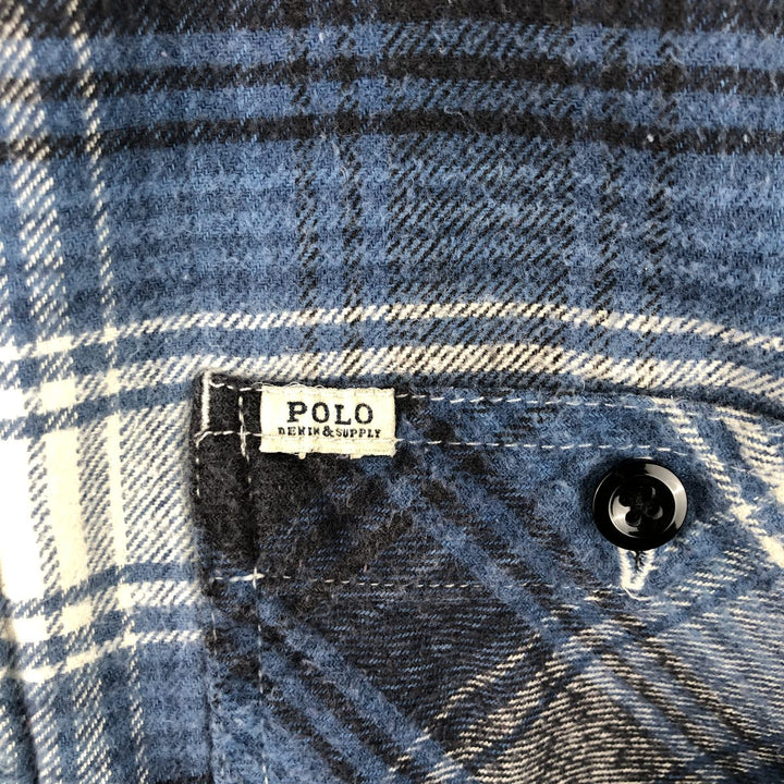 Ralph Lauren Denim & Supply Ombre Check Long Sleeve Light Flannel Shirt, Women's Size Small cotton blue type Vintage Second Hand