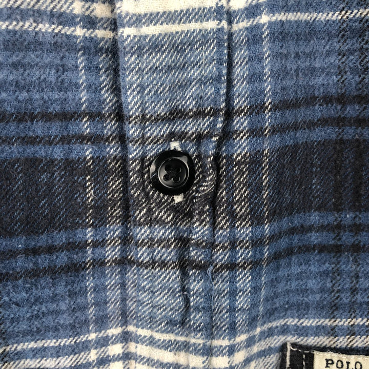 Ralph Lauren Denim & Supply Ombre Check Long Sleeve Light Flannel Shirt, Women's Size Small cotton blue type Vintage Second Hand