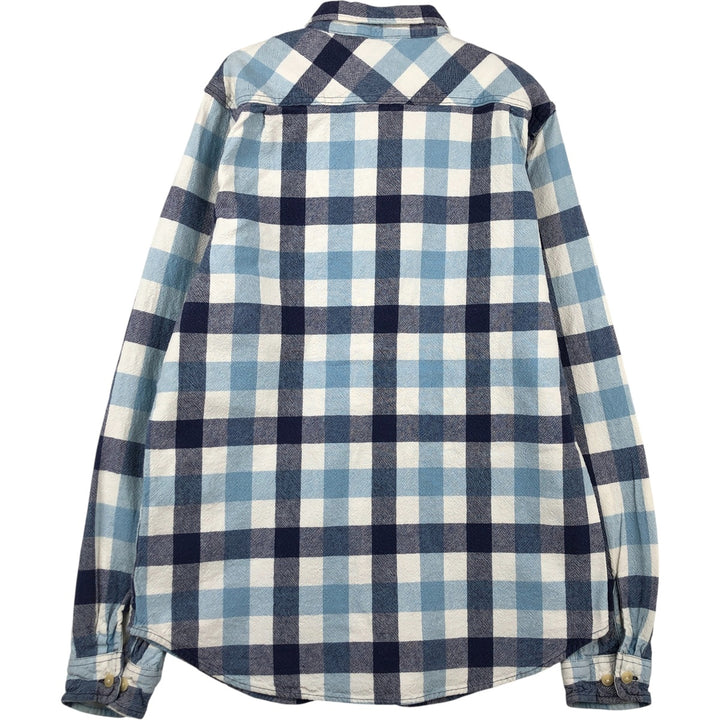 Ralph Lauren DENIM and SUPPLY Denim and Supply Check Pattern Long Sleeve Light Flannel Shirt, Women's Size Medium cotton white type Vintage Second Hand