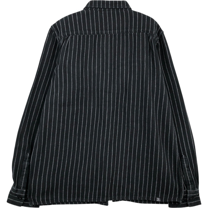 Vans Stripe Pattern Long Sleeve Light Flannel Shirt, Box Shirt, Women's Size L cotton black type Vintage Second Hand