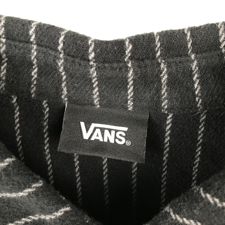 Vans Stripe Pattern Long Sleeve Light Flannel Shirt, Box Shirt, Women's Size L cotton black type Vintage Second Hand
