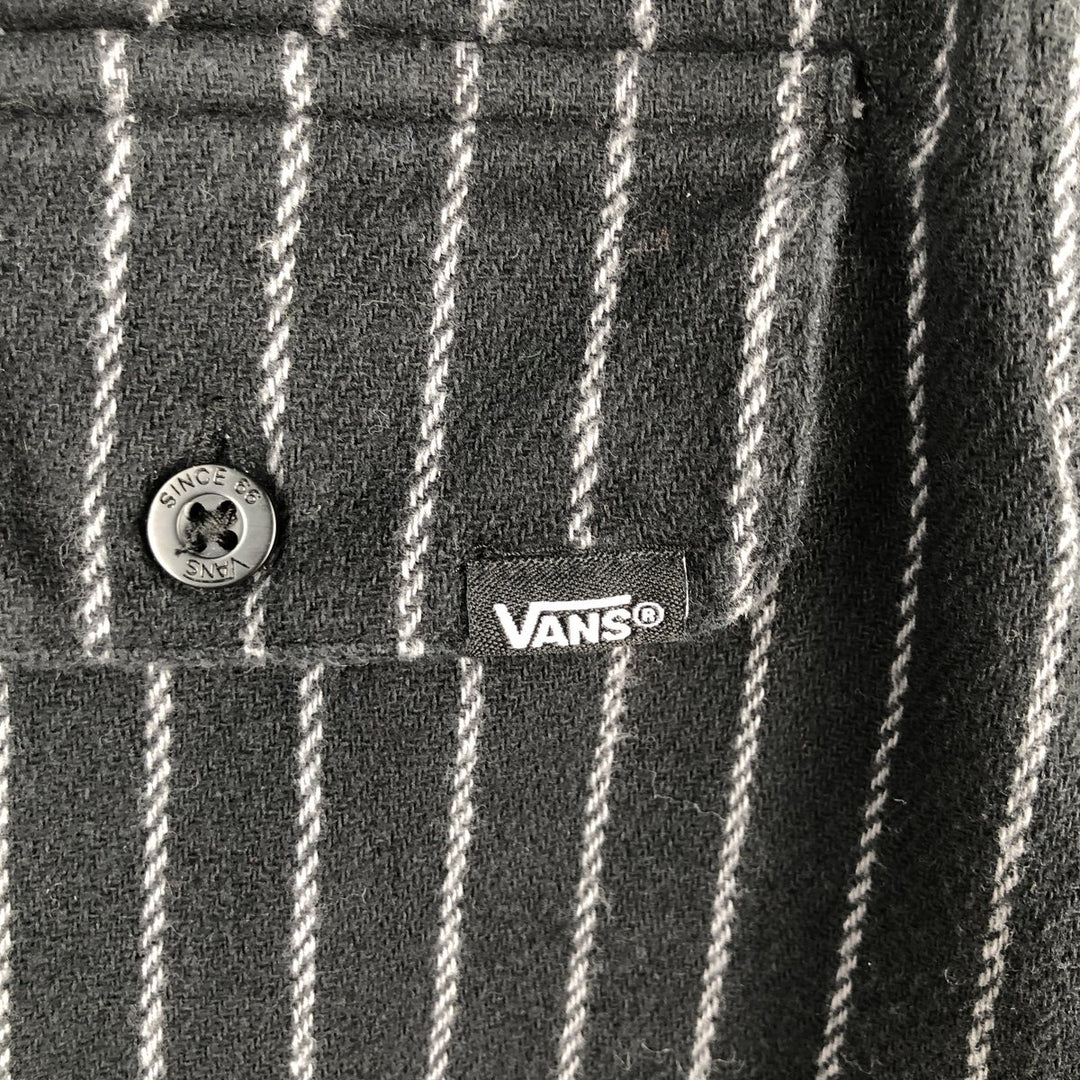 Vans Stripe Pattern Long Sleeve Light Flannel Shirt, Box Shirt, Women's Size L cotton black type Vintage Second Hand