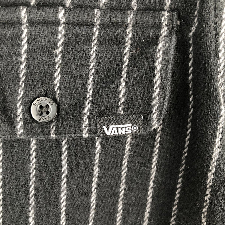 Vans Stripe Pattern Long Sleeve Light Flannel Shirt, Box Shirt, Women's Size L cotton black type Vintage Second Hand