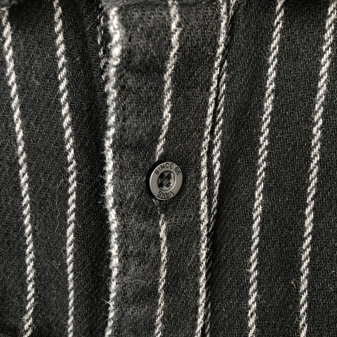 Vans Stripe Pattern Long Sleeve Light Flannel Shirt, Box Shirt, Women's Size L cotton black type Vintage Second Hand