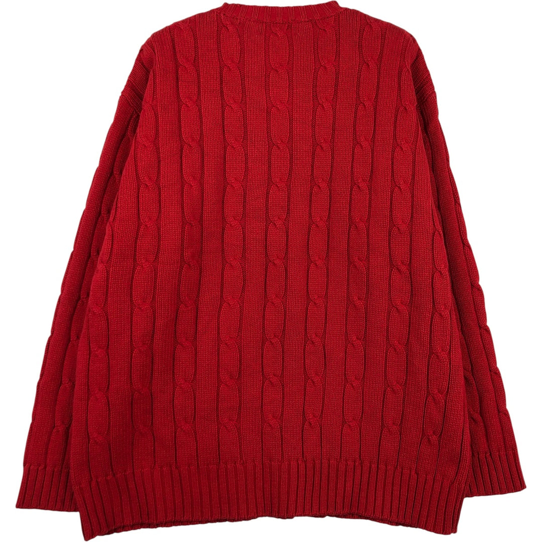 Ralph Lauren LAUREN cable knit cotton sweater, women's size L unclear red type Vintage Second Hand