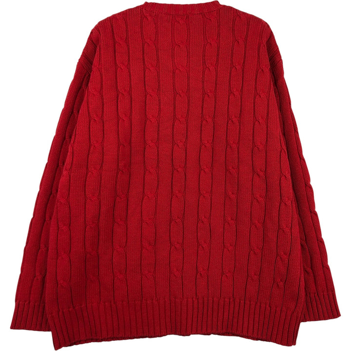 Ralph Lauren LAUREN cable knit cotton sweater, women's size L unclear red type Vintage Second Hand