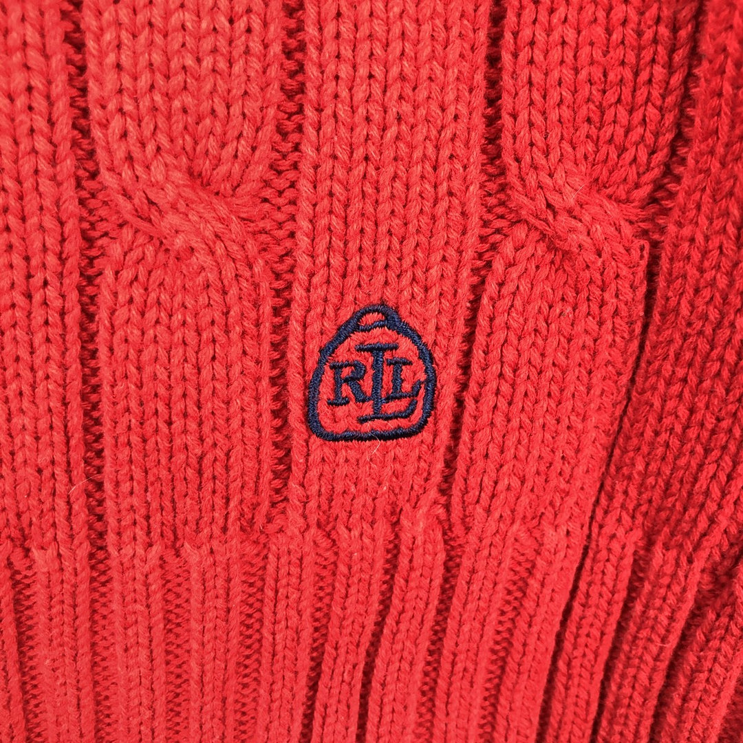 Ralph Lauren LAUREN cable knit cotton sweater, women's size L unclear red type Vintage Second Hand