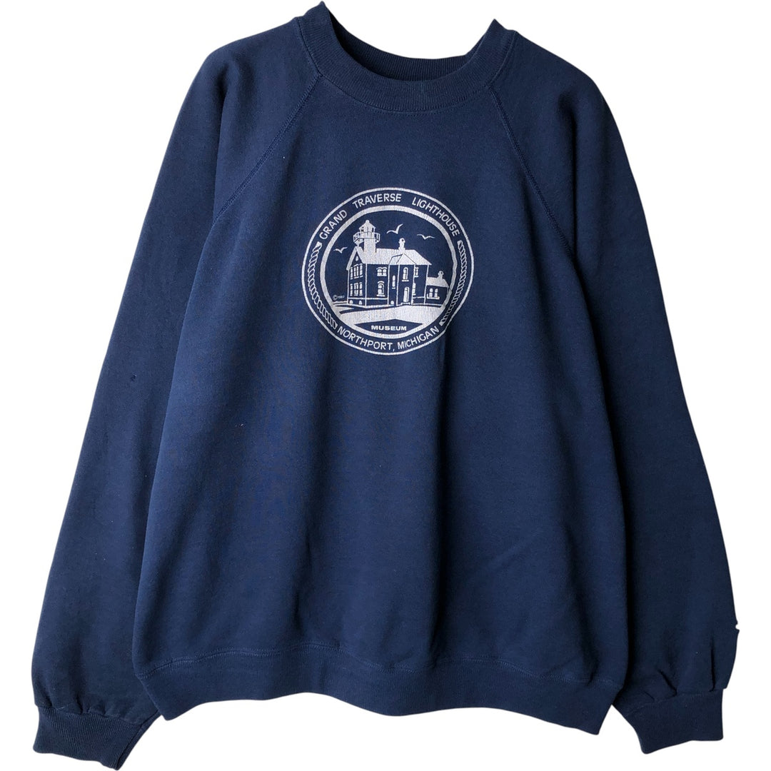 Vintage 1980'S Hanes blue tag print sweatshirt, made in the USA, men's size XXL cotton navy blue type Vintage Second Hand