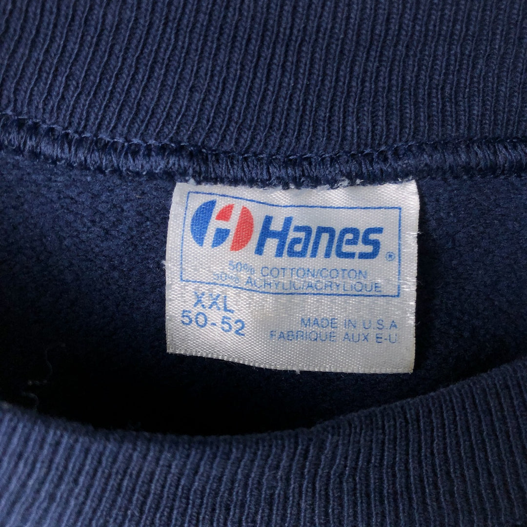Vintage 1980'S Hanes blue tag print sweatshirt, made in the USA, men's size XXL cotton navy blue type Vintage Second Hand