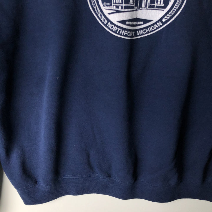 Vintage 1980'S Hanes blue tag print sweatshirt, made in the USA, men's size XXL cotton navy blue type Vintage Second Hand