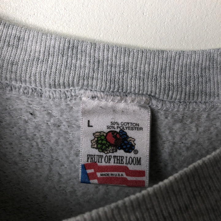 Vintage 1980'S Fruit of the Loom college sweatshirt, made in the USA, size L, men's cotton gray type Vintage Second Hand