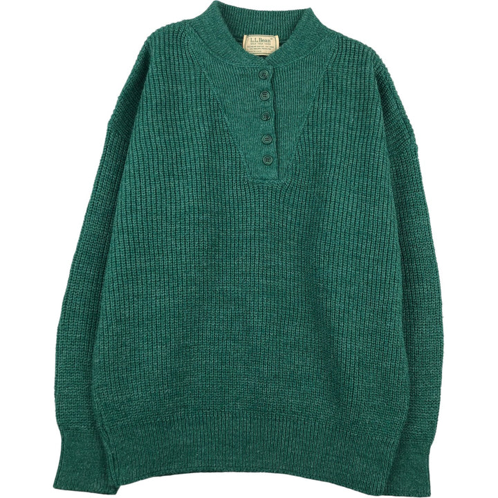 Vintage 1980'S LL Bean High Trek Yarn Henley Neck Acrylic Knit Sweater, Made in USA, Women's Size XL Oron Acrylic green type Vintage Second Hand