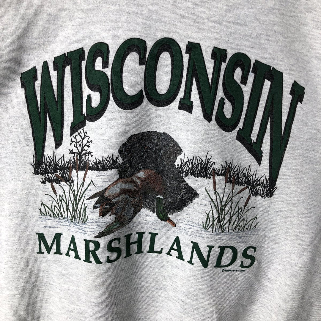 Vintage 90'S WINONA dog print sweatshirt, made in the USA, men's size XL cotton gray type Vintage Second Hand