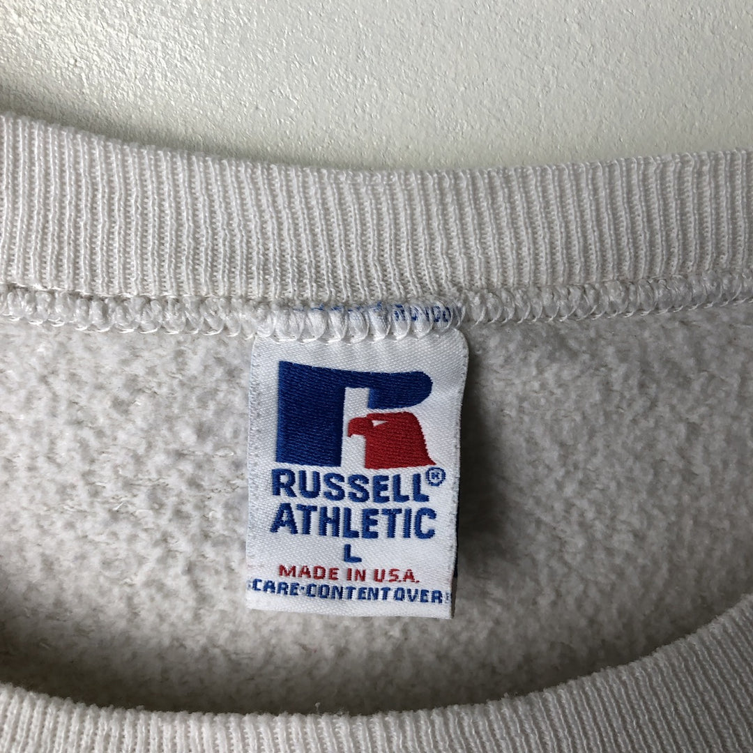 90'S Russell MICHIGAN University of Michigan college sweatshirt, Made in USA, Men's Size L, Vintage cotton white type Vintage Second Hand