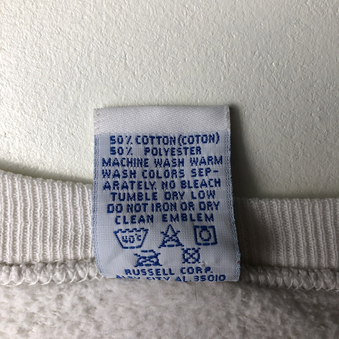 90'S Russell MICHIGAN University of Michigan college sweatshirt, Made in USA, Men's Size L, Vintage cotton white type Vintage Second Hand