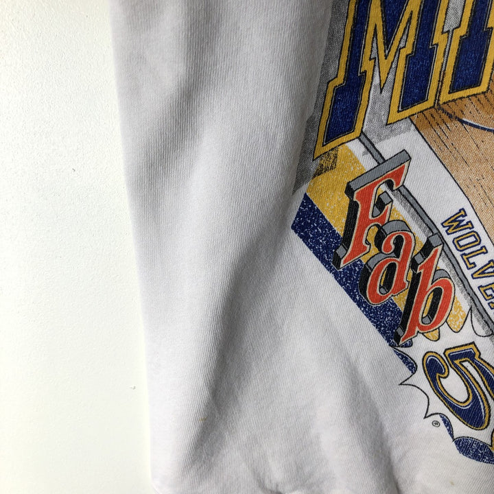90'S Russell MICHIGAN University of Michigan college sweatshirt, Made in USA, Men's Size L, Vintage cotton white type Vintage Second Hand