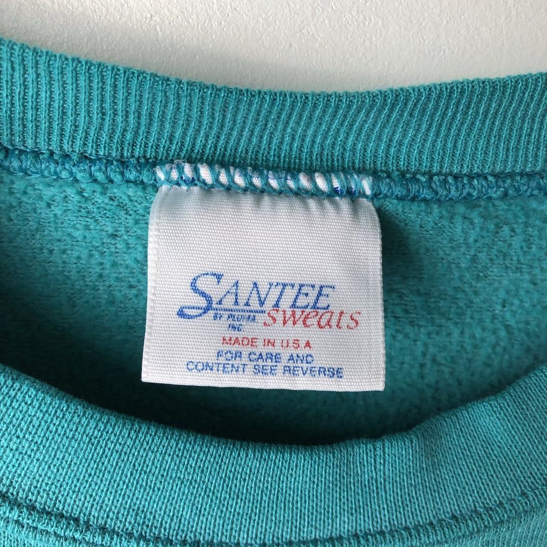 Vintage 1990'S Santee HARVARD Harvard University college sweatshirt, made in the USA, size L, men's polyester Emerald green Vintage Second Hand