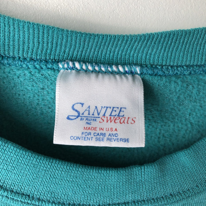 Vintage 1990'S Santee HARVARD Harvard University college sweatshirt, made in the USA, size L, men's polyester Emerald green Vintage Second Hand