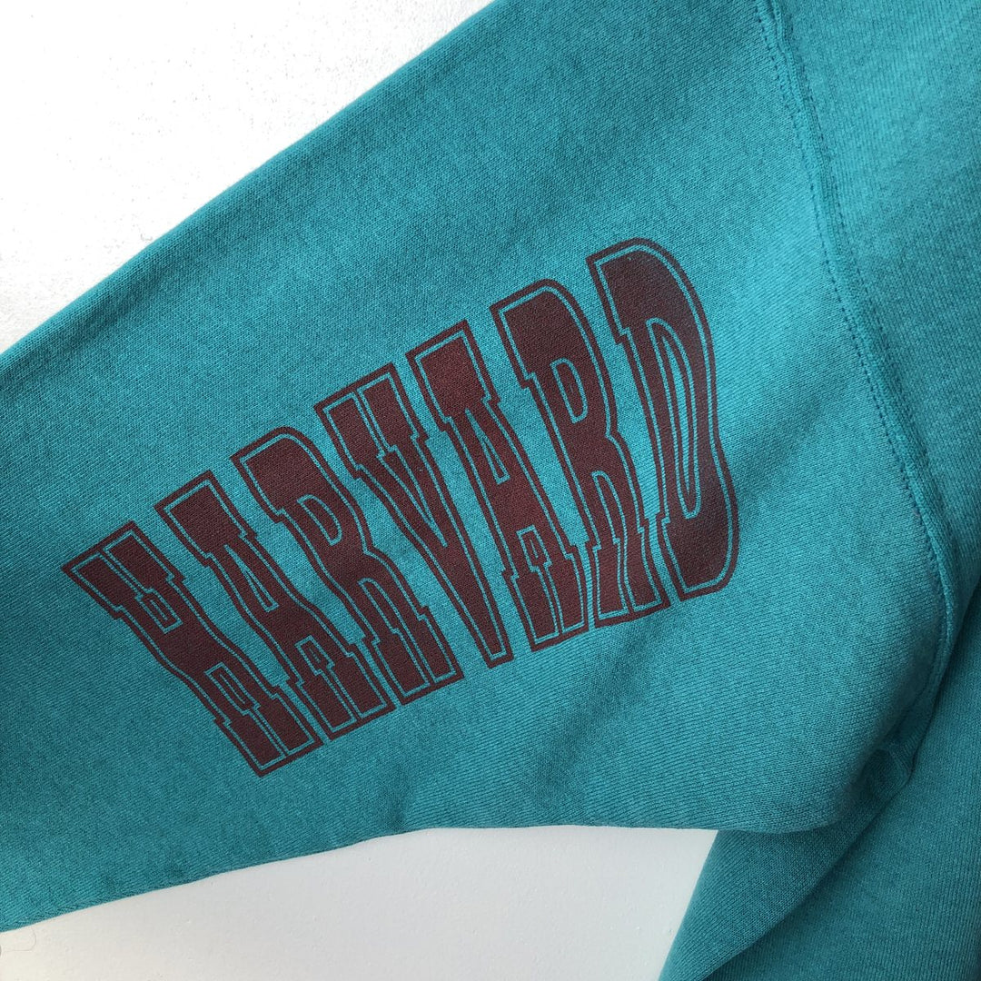 Vintage 1990'S Santee HARVARD Harvard University college sweatshirt, made in the USA, size L, men's polyester Emerald green Vintage Second Hand