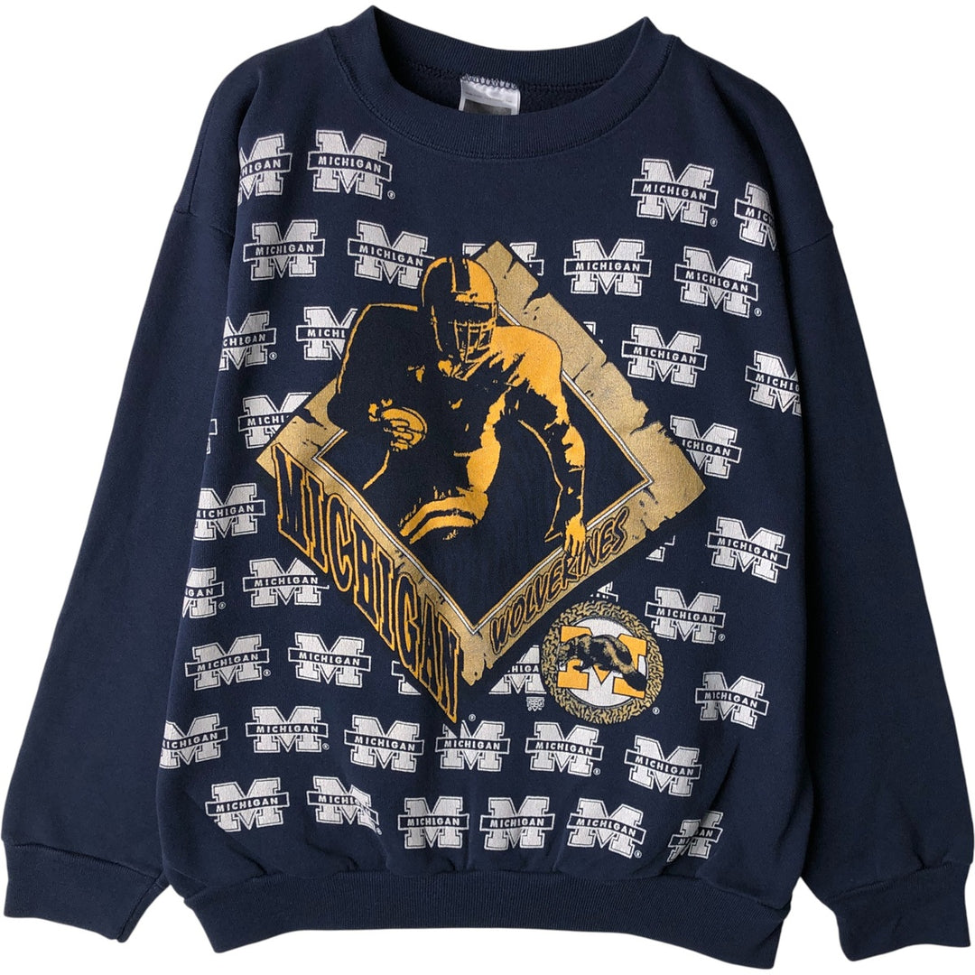 Vintage 1990'S Tartex University of Michigan college sweatshirt, made in the USA, size L, men's cotton navy blue type Vintage Second Hand