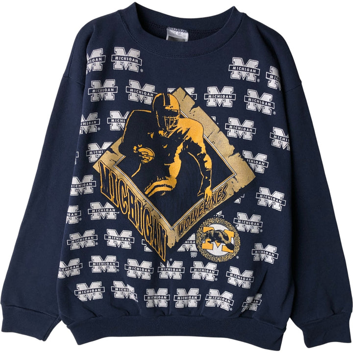 Vintage 1990'S Tartex University of Michigan college sweatshirt, made in the USA, size L, men's cotton navy blue type Vintage Second Hand