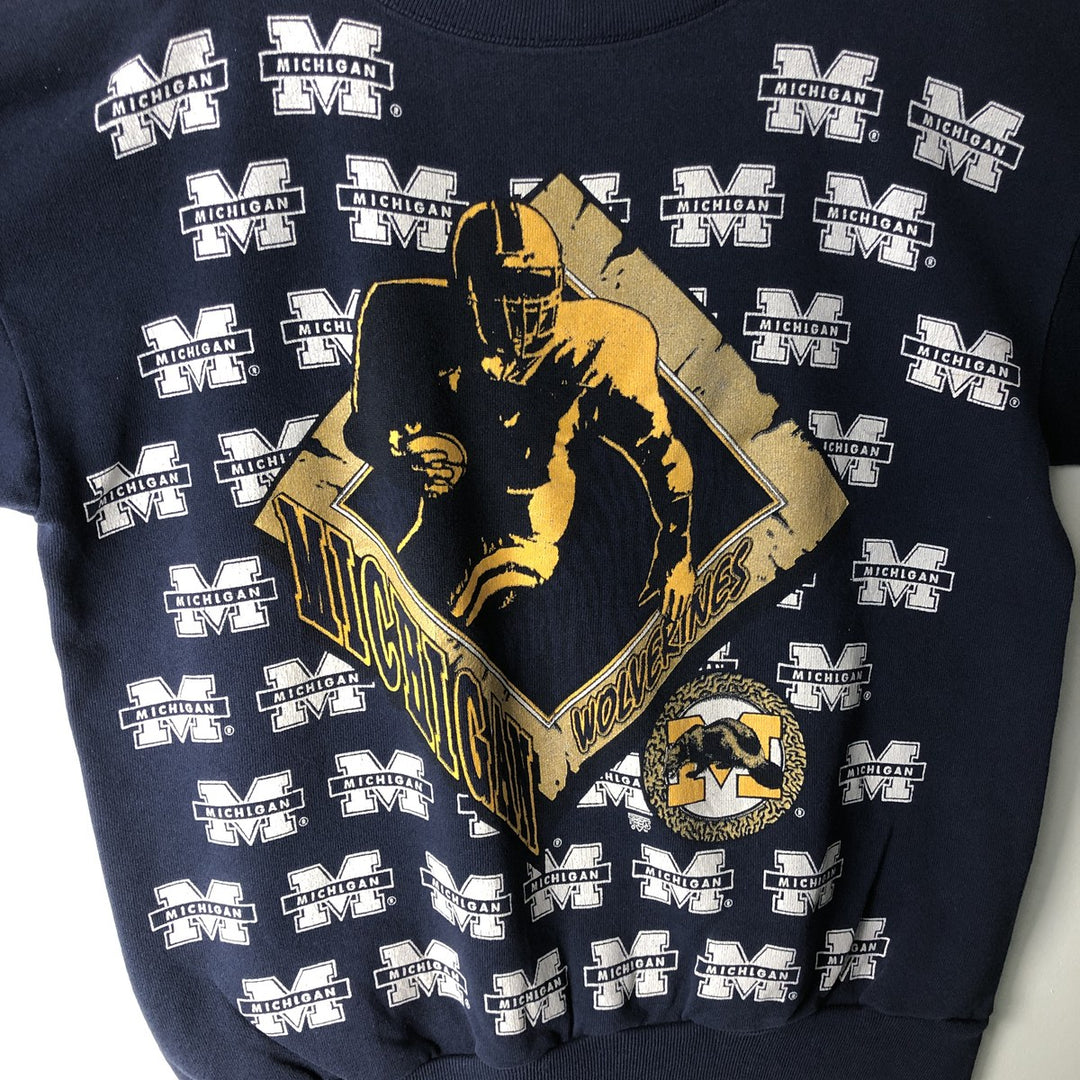 Vintage 1990'S Tartex University of Michigan college sweatshirt, made in the USA, size L, men's cotton navy blue type Vintage Second Hand