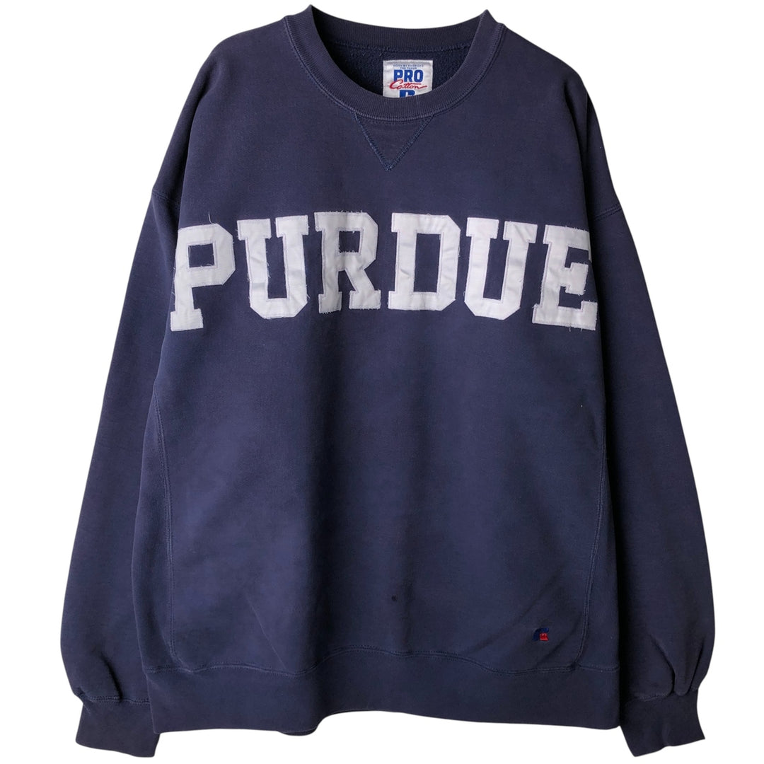 90'S Russell PRO COTTON PURDUE Purdue University College Sweatshirt, Made in USA, Men's XL, Vintage cotton navy blue type Vintage Second Hand