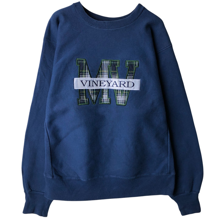 2000'S Crable Sportswear College Sweatshirt, Made in USA, Men's Size Medium cotton navy blue type Vintage Second Hand