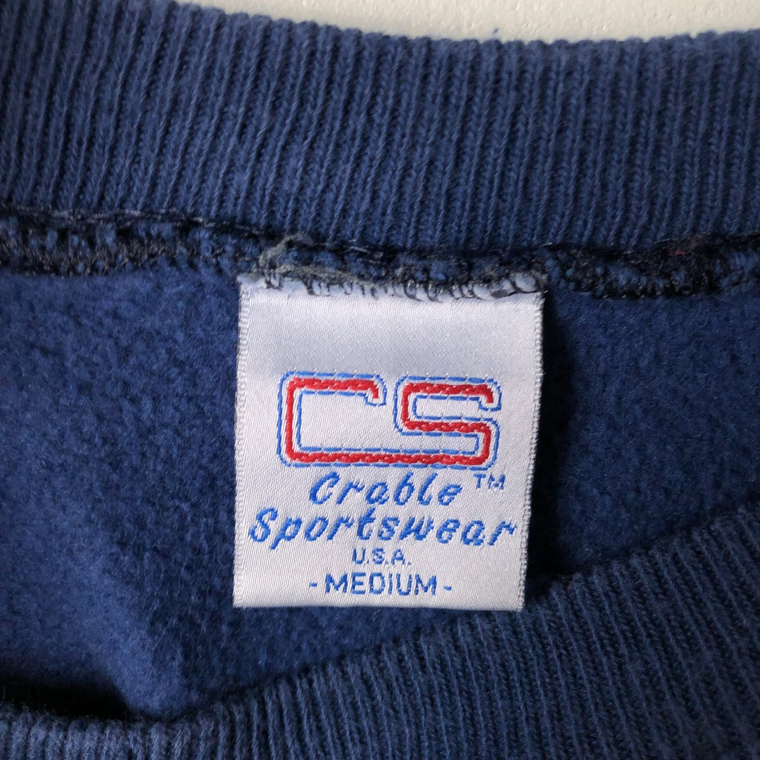 2000'S Crable Sportswear College Sweatshirt, Made in USA, Men's Size Medium cotton navy blue type Vintage Second Hand