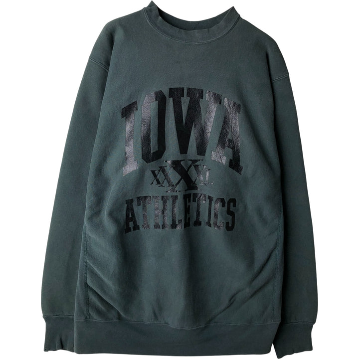 90'S MV SPORT PRO WEAVE University of Iowa 3-Piece Print College Sweatshirt, Made in USA, Men's Size XL cotton Green type dark green Vintage Second Hand