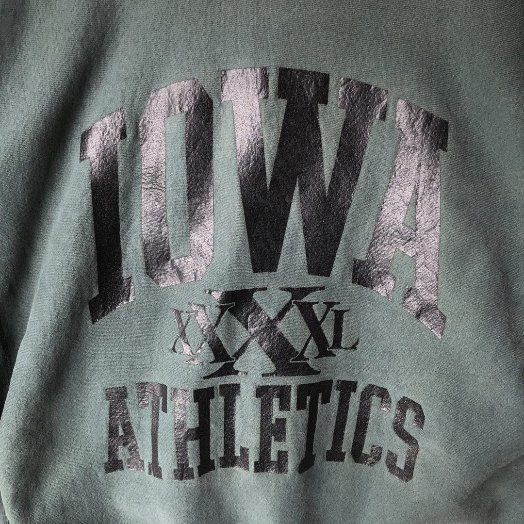 90'S MV SPORT PRO WEAVE University of Iowa 3-Piece Print College Sweatshirt, Made in USA, Men's Size XL cotton Green type dark green Vintage Second Hand