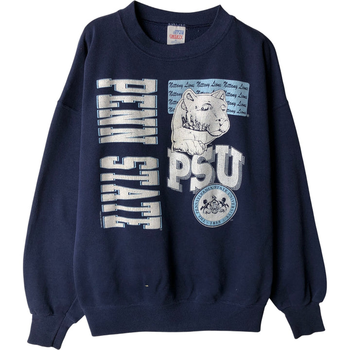 90'S ULTRA SWEATS Penn State University College Character Sweatshirt, Made in USA, Men's Size XL cotton navy blue type Vintage Second Hand