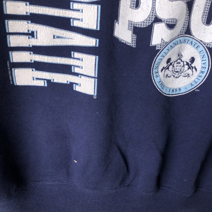 90'S ULTRA SWEATS Penn State University College Character Sweatshirt, Made in USA, Men's Size XL cotton navy blue type Vintage Second Hand