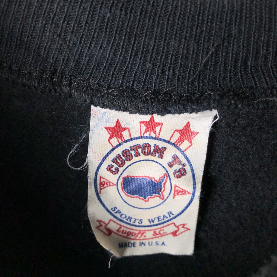 90'S CUSTOM T'S College Sweatshirt, Made in USA, Men's Size XL, Vintage cotton black type Vintage Second Hand