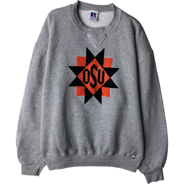 90'S Russell College Sweatshirt, Made in USA, Men's L, Vintage polyester gray type Vintage Second Hand