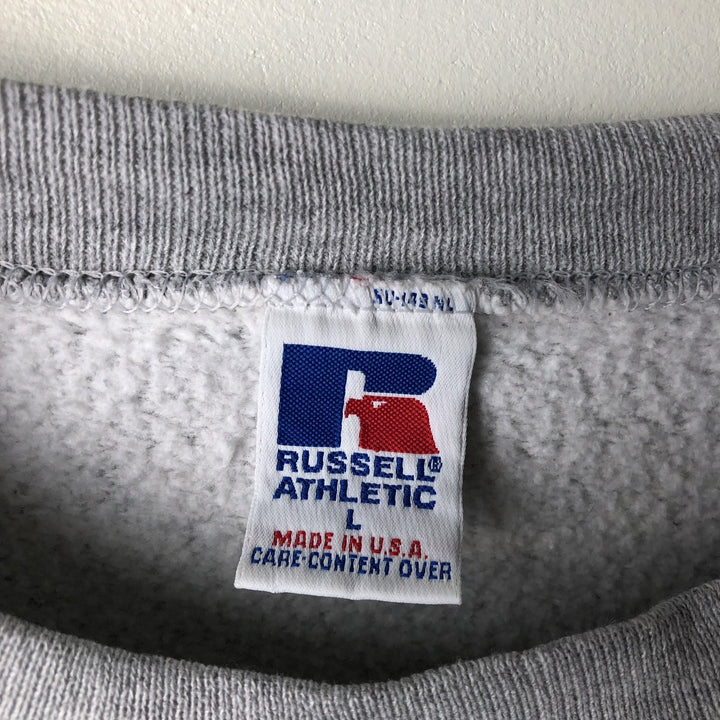90'S Russell College Sweatshirt, Made in USA, Men's L, Vintage polyester gray type Vintage Second Hand