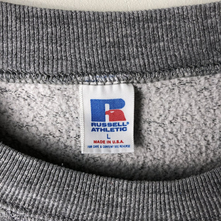 Vintage 90'S Russell triple print sweatshirt, made in the USA, size L, men's polyester gray type Vintage Second Hand