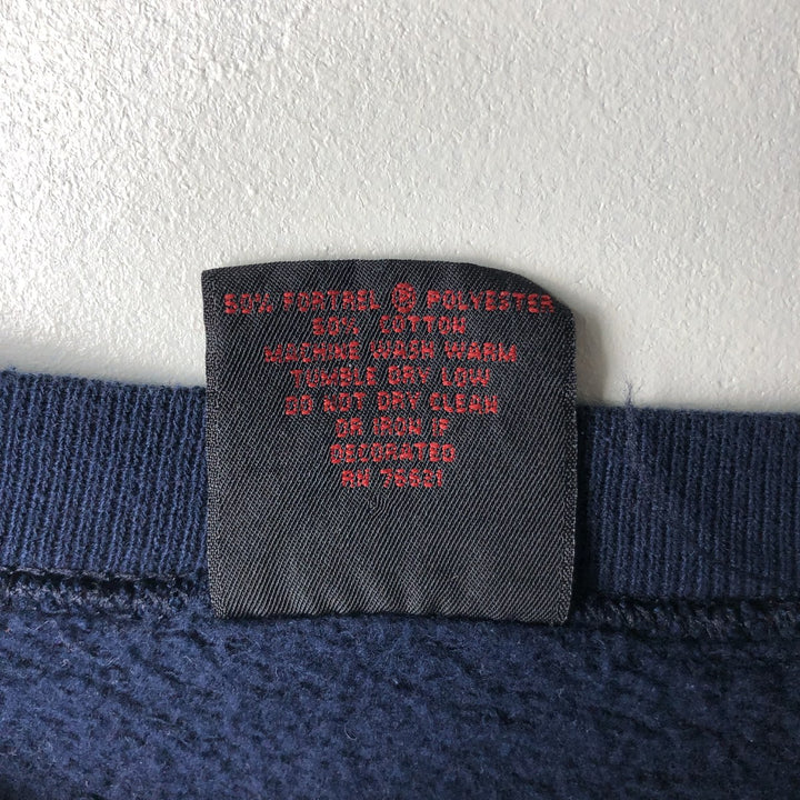 Vintage 90'S PM SPORTS college sweatshirt, made in the USA, size L, men's polyester navy blue type Vintage Second Hand