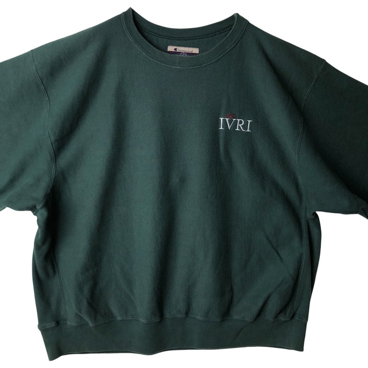 2000'S Champion Premium Reverse Weave Advertising Sweatshirt, Men's XXL cotton dark green Vintage Second Hand