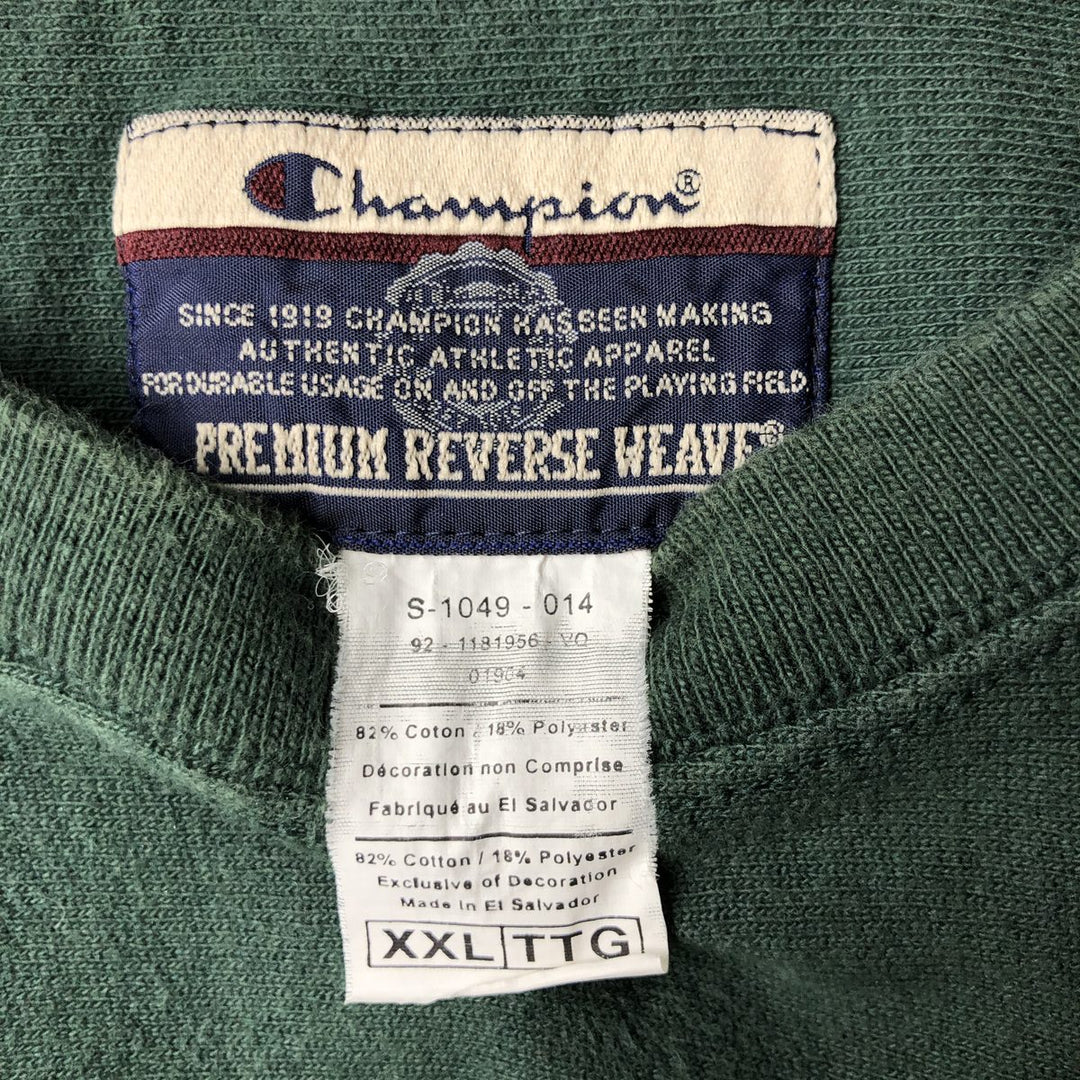 2000'S Champion Premium Reverse Weave Advertising Sweatshirt, Men's XXL cotton dark green Vintage Second Hand