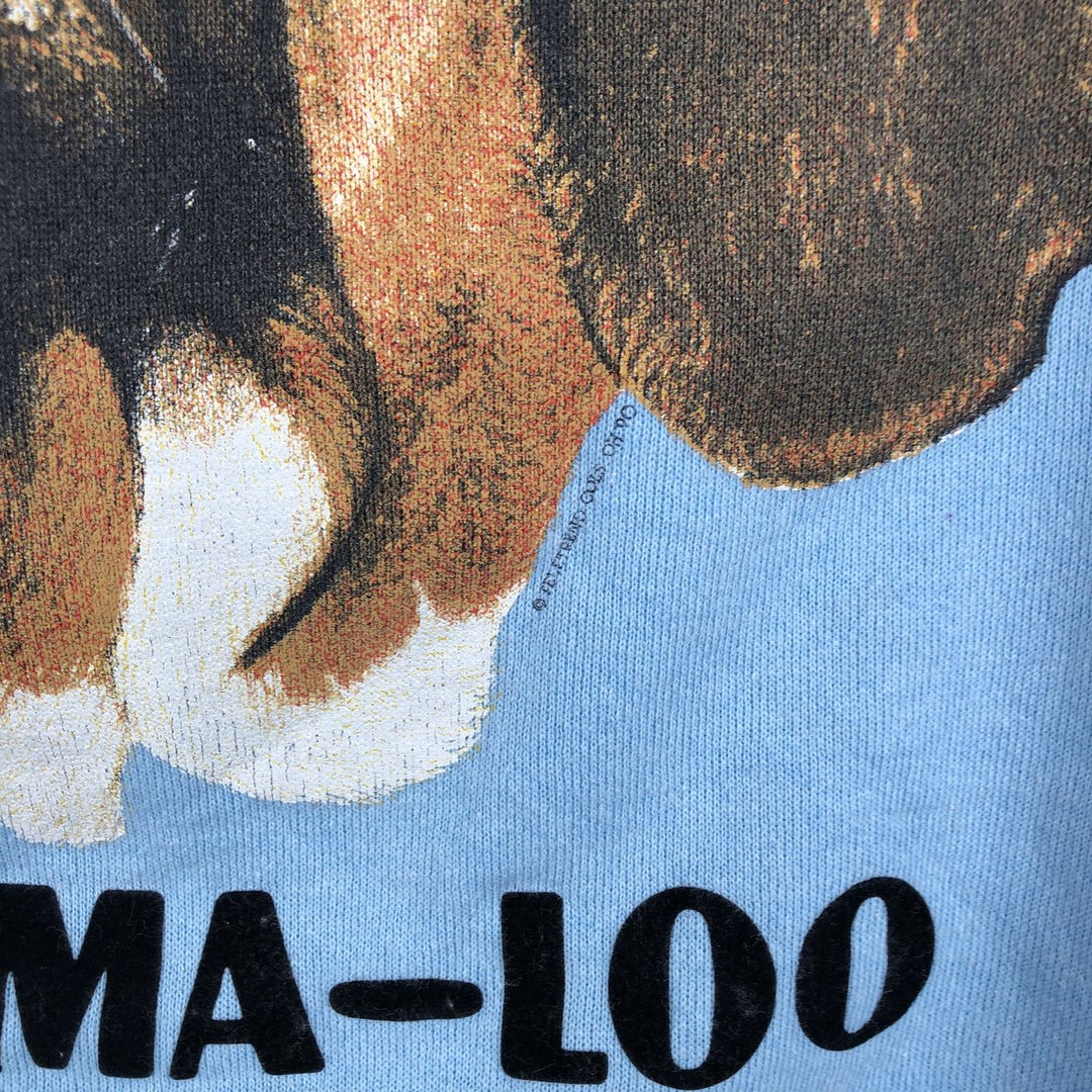 1980'S Hanes Fifty-Fifty Blue Tag Basset Hound Dog Print Animal Sweatshirt, Made in USA, Men's Size XL acrylic Blue type light blue Vintage Second Hand