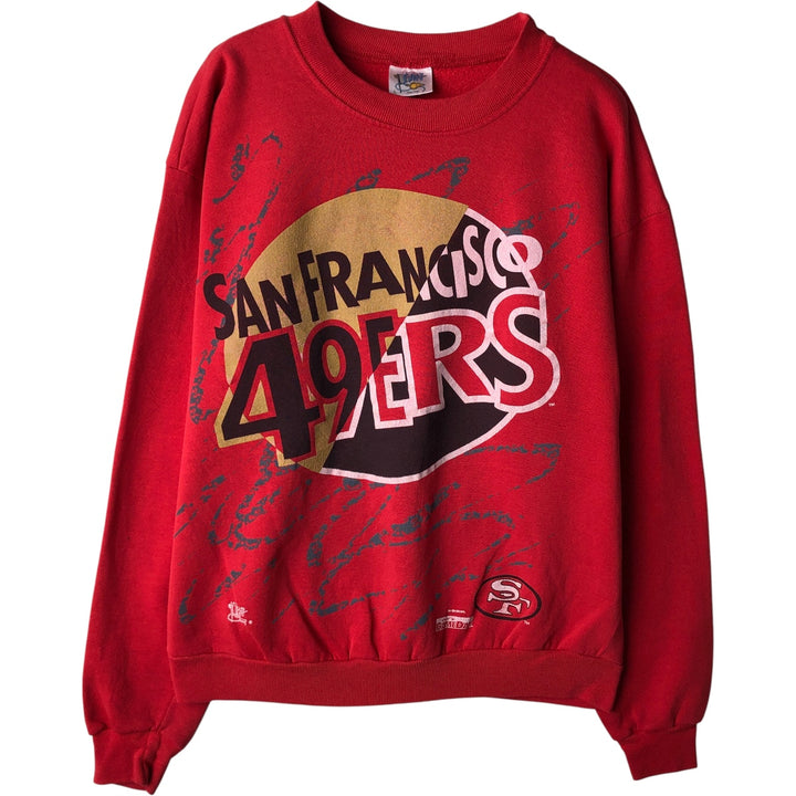Official Fan NFL San Francisco 49ers Print Sweatshirt, Made in USA, Men's Size L polyester red type Vintage Second Hand