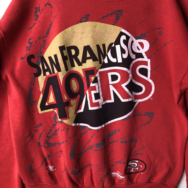 Official Fan NFL San Francisco 49ers Print Sweatshirt, Made in USA, Men's Size L polyester red type Vintage Second Hand